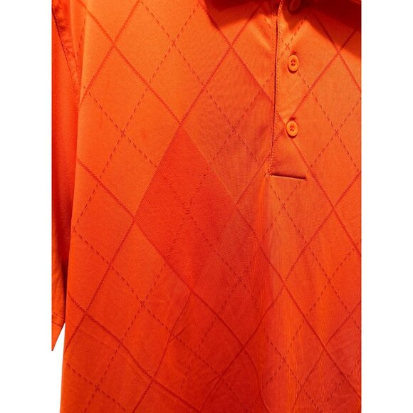 🍒 2/$20 🍒 Men’s Orange Polo Shirt with Diamond Pattern sz XL - Picture 2 of 6